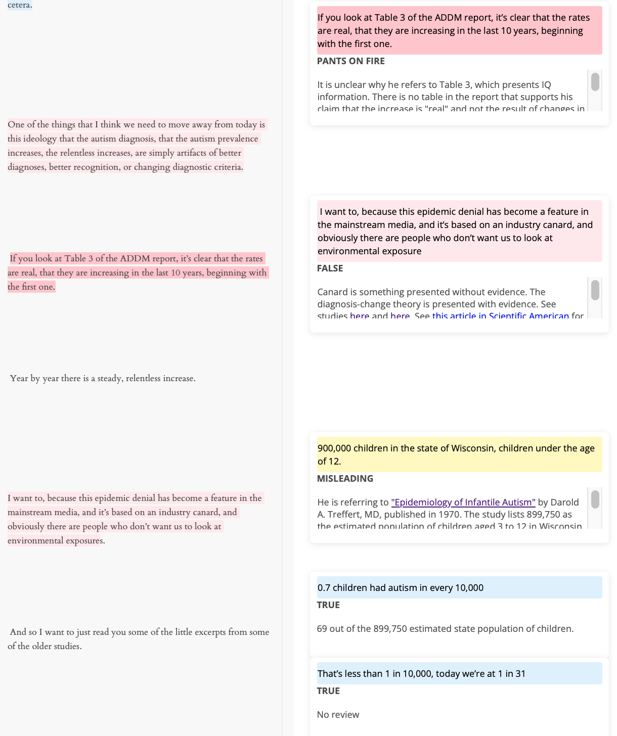 Example fact check document